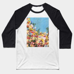 Floral and Crumpled Crepe Pattern Baseball T-Shirt